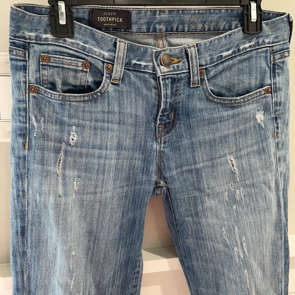 J. Crew Toothpick Ankle Distressed Jeans Size 27 - Picture 4 of 9